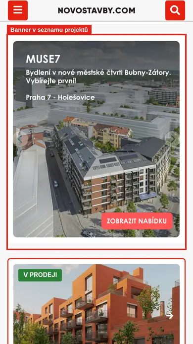 Banner v seznamu projektů (mobil)