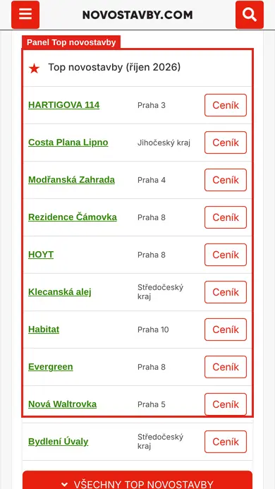 Panel Top novostavby (mobil)