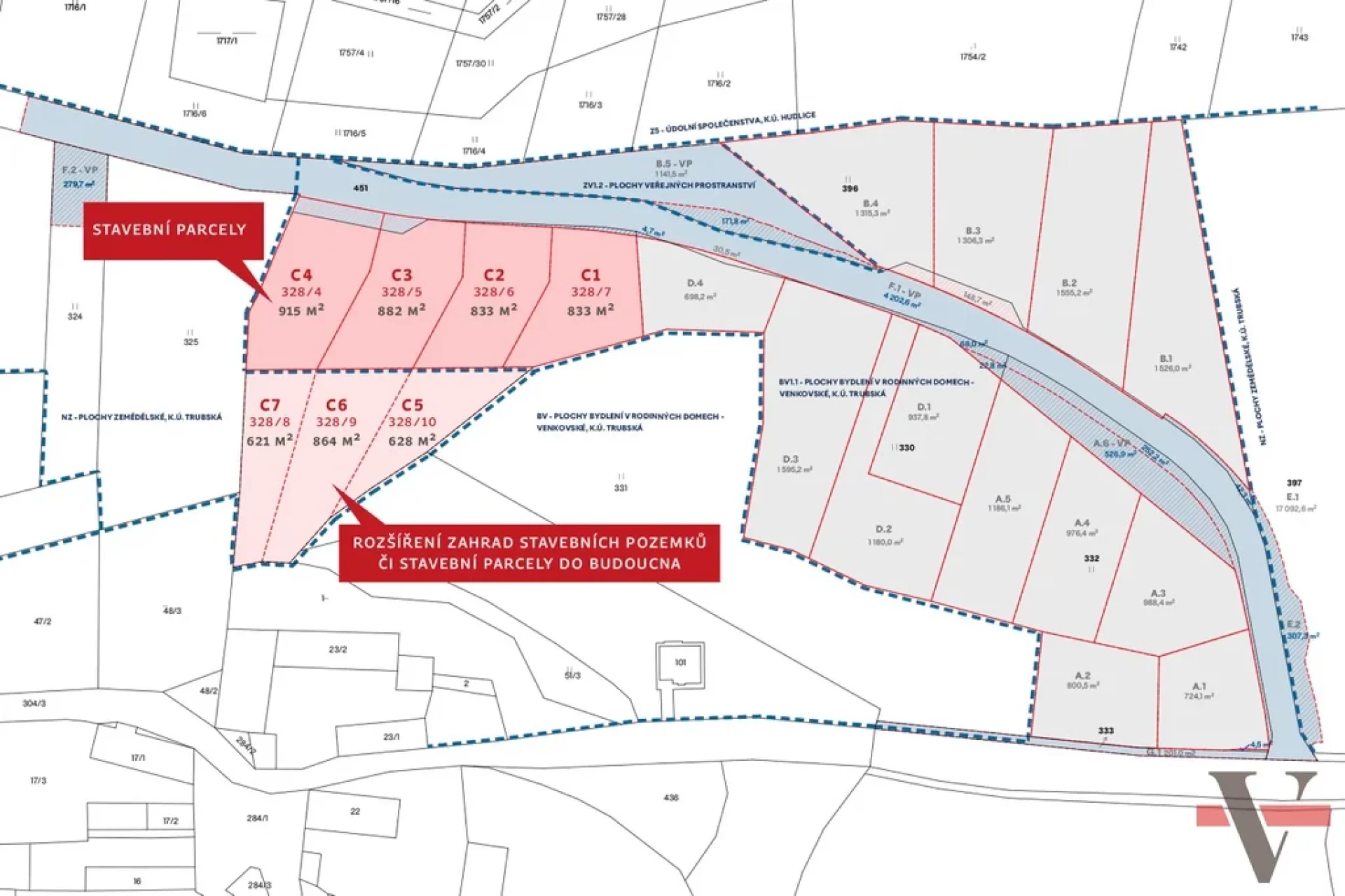 Developersky projekt Soubor stavebních pozemků Trubská 3